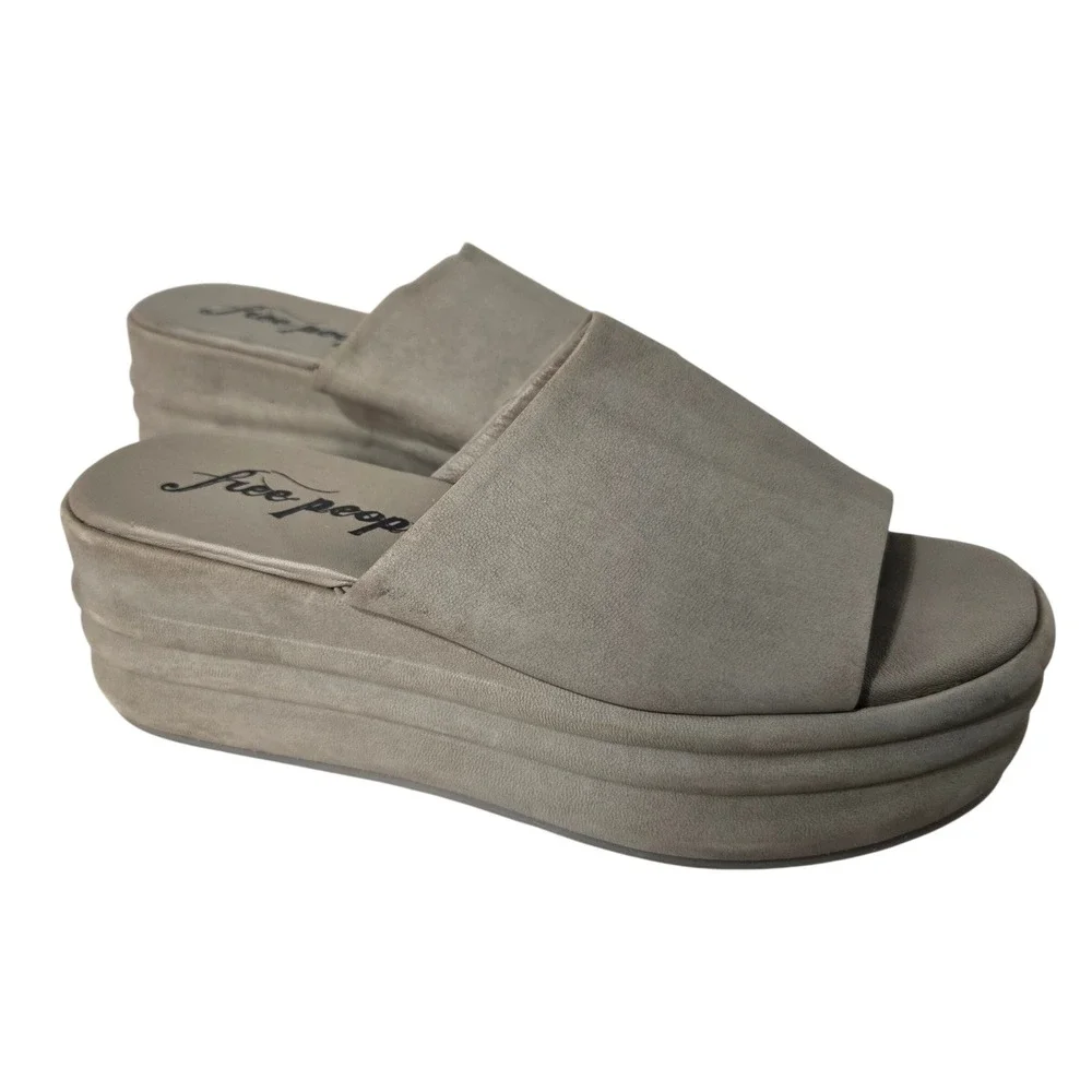 Free People Platform Slides EU 38 US 7.5 Leather Chunky Minimalist Sandals #1590